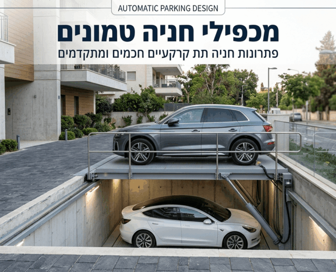 מערכת מתקדמת של מכפילי חניה טמונים המציגה פתרון טכנולוגי חדשני לחיסכון במקום על ידי הטמנת רכב אחד בתוך פיר תת קרקעי וחניה של רכב נוסף מעליו במפלס הרחוב בצורה בטיחותית ונוחה.